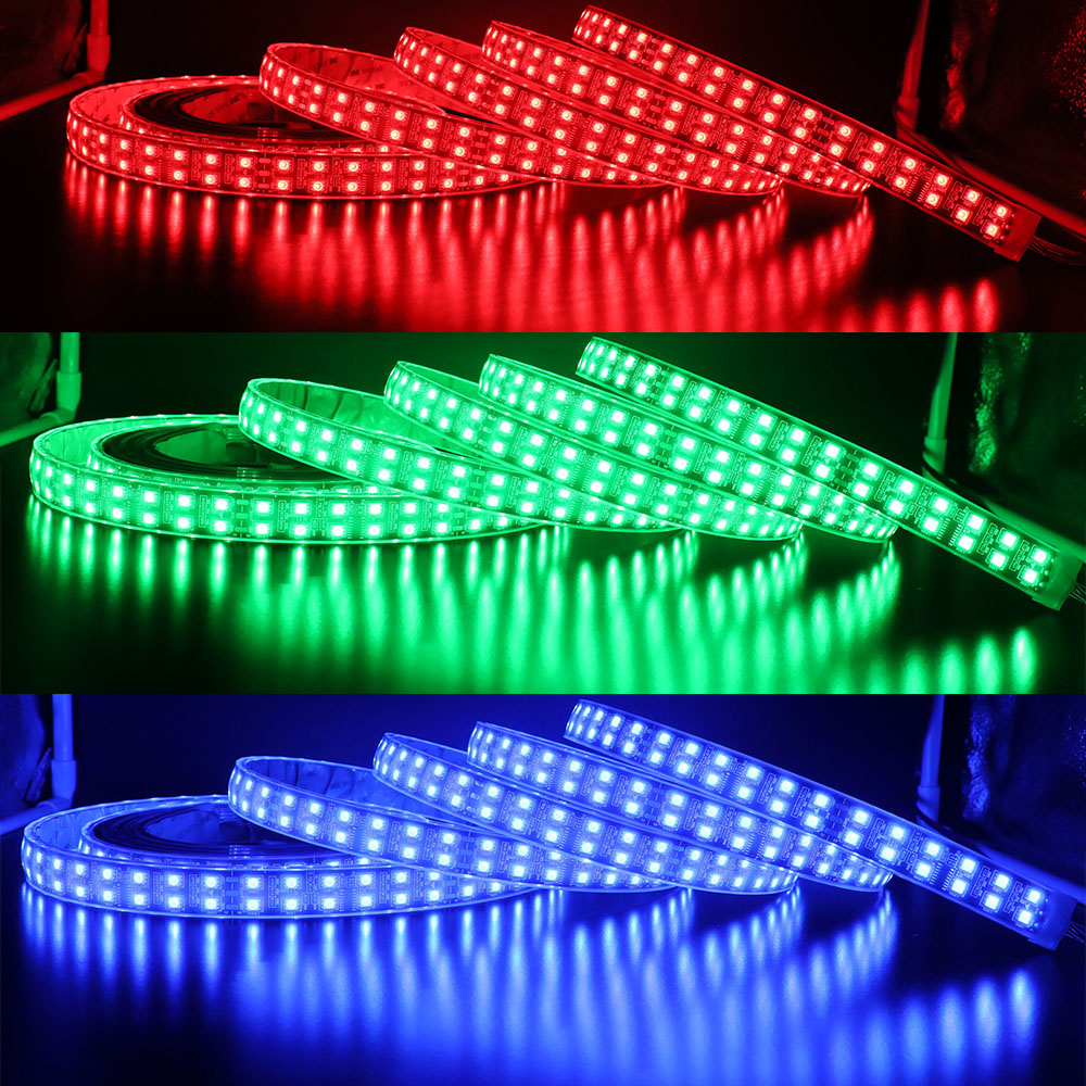 Dual Row TM1812 Series DC12V 120LEDs/m Flexible LED Strip Lights Full Color Chasing Programmable LED Lights, Waterproof Optional, 16.4ft Per Reel Dual Row TM1812 Series DC12V 120LEDs/m Flexible LED Strip Lights Full Color Chasing Programmable LED Lights, Waterproof Optional, 16.4ft Per Reel